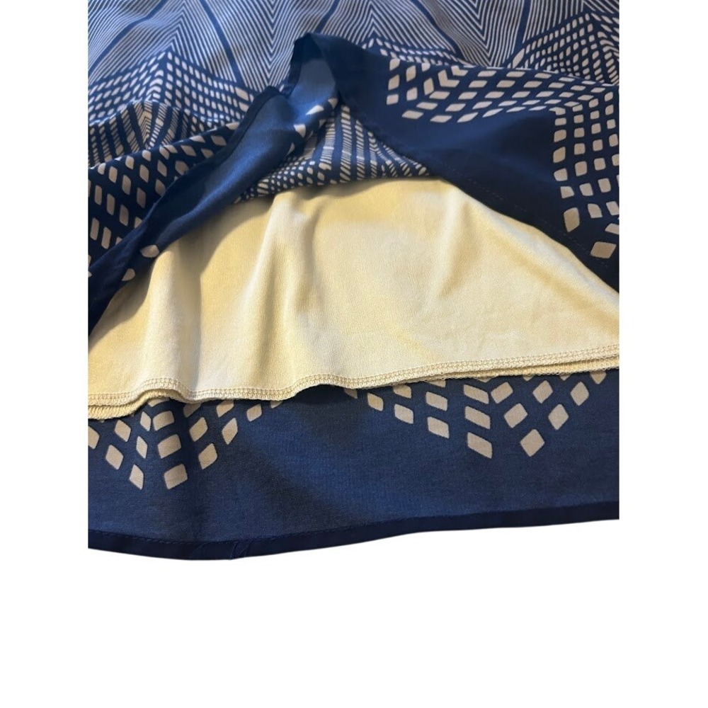 Womens Navy Blue & Beige Geometric Print Dress‎ Small Party Cocktail Event - Picture 6 of 9